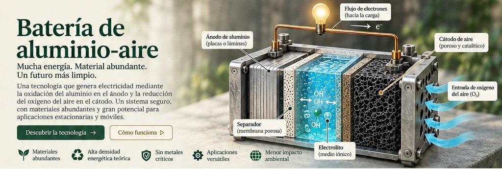 Corte técnico de una batería de aluminio-aire